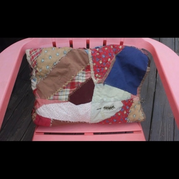 Antique Crazy Quilt Pillow Rustic Boho Folk Art - Picture 2 of 8